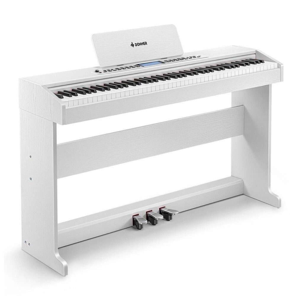 Donner DDP-95 Digital Piano Keyboard With Stand Pedal Unit Weighted Key | White